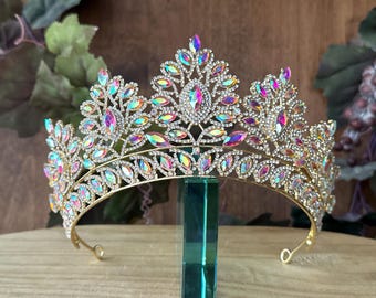 AB Iridescent Tiara for Quinceañera, Bridal Crown, Sweet 16, Prom, Princess Pageant