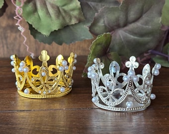 Mini Crowns with Pearls: Birthday Decor, Quinceañera Teddy Bears, Pets, Cake Toppers, Dolls