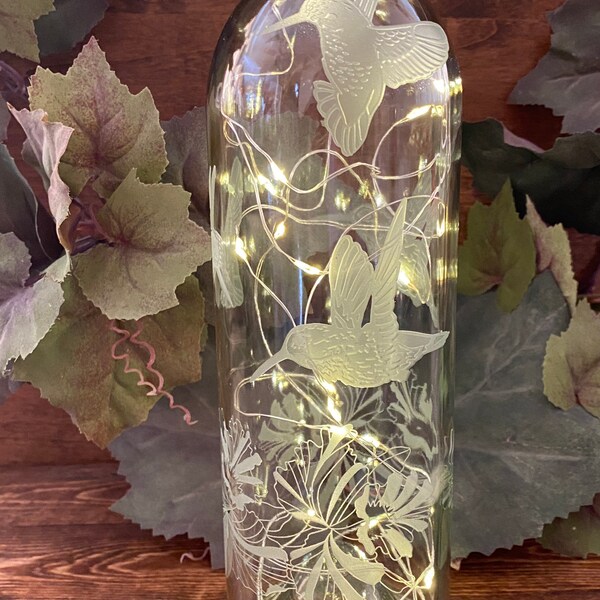 Painted Glass Bottles With Lights Etsy