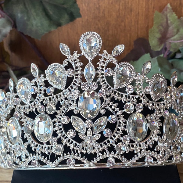 Silver Crystal Tiara Quinceanera Tiara Wedding Tiara Princess Coronation Tiara Birthday Party Tiara Sweet 16 Sweet 15