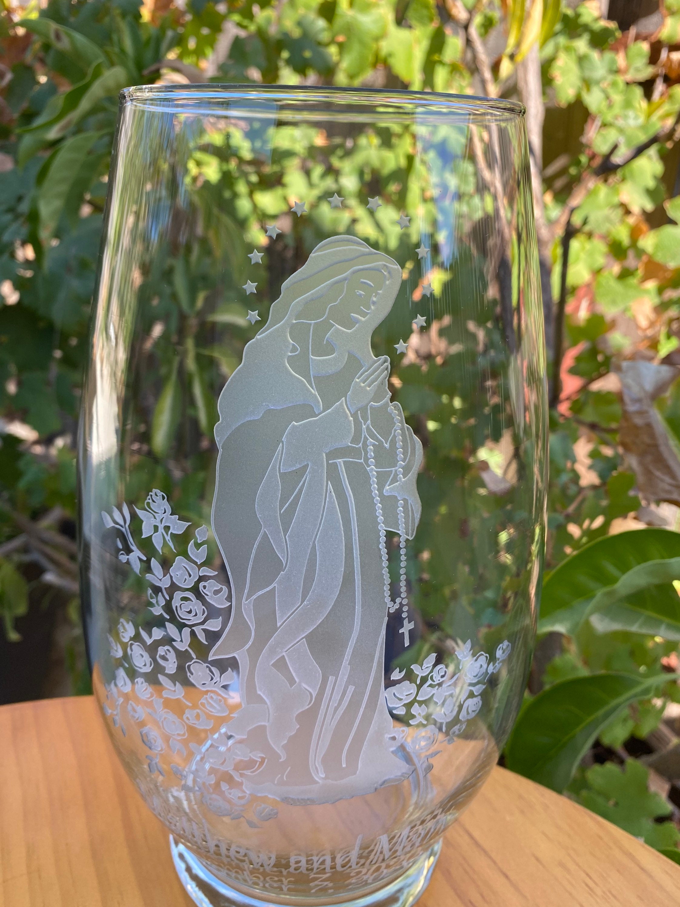 Virgin Mary Vase Personalized Vase Custom Engraved Vase Etsy