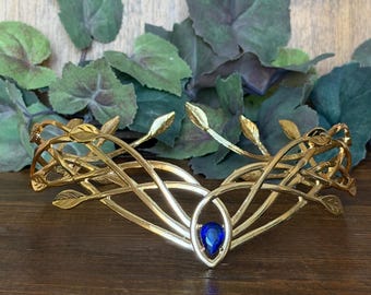 Gold Renaissance Fair Adjustable Unisex Circlet, Medieval Royal Tiara, Celtic LARP Costume