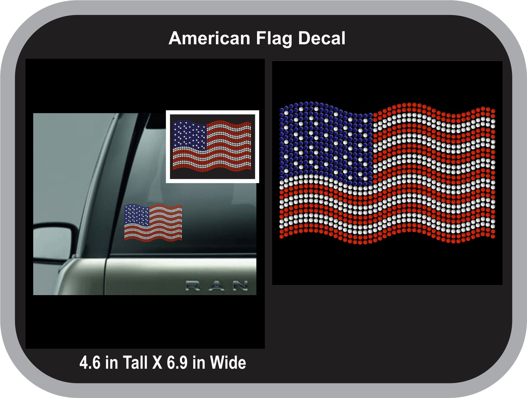 American Flag Rhinestones Car Decal: Patriotic Bling USA Flag Sticker ...