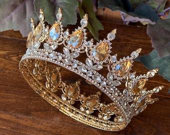 Champagne & Gold Crown: Renaissance, Weddings, Proms, Small Queen Crown, Birthdays, Every Occasion