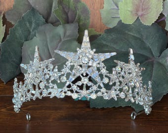 Star Silver Tiara: Celestial Wedding, Quinceañera, Birthday, Coronas para Celestiales, Prom, Quinceanera