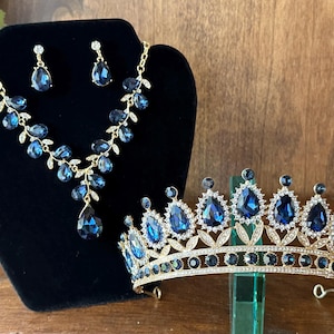 Navy Blue Tiara Quinceanera Tiara Wedding Tiara Birthday Tiara Prom Princess Tiara Coronas para Quinceañera Prom Tiaras