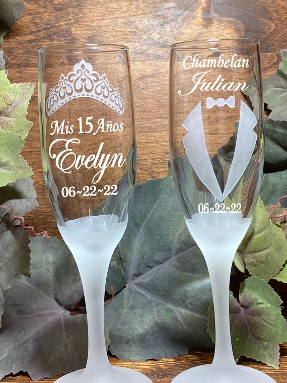 Quinceañera Champagne Flute Quinceanera Glasses Champagne Etsy