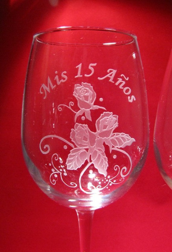 Quinceanera Wine Glasses Personalized Quinceanera Roses Etsy