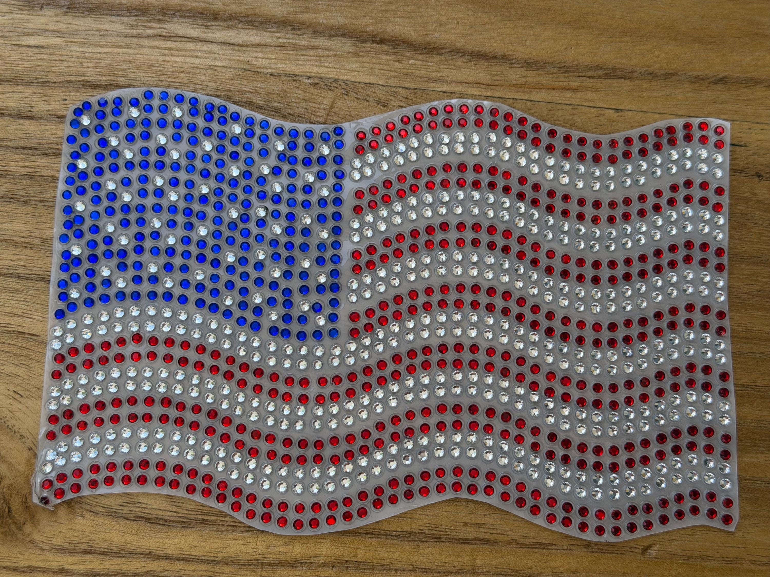 American Flag Rhinestones Car Decal: Patriotic Bling USA Flag Sticker ...