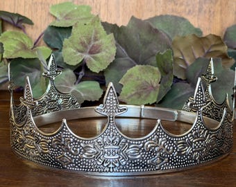 King Crown for Men, Royal Birthday Headpiece, Medieval Renaissance Costume, Fantasy Cosplay