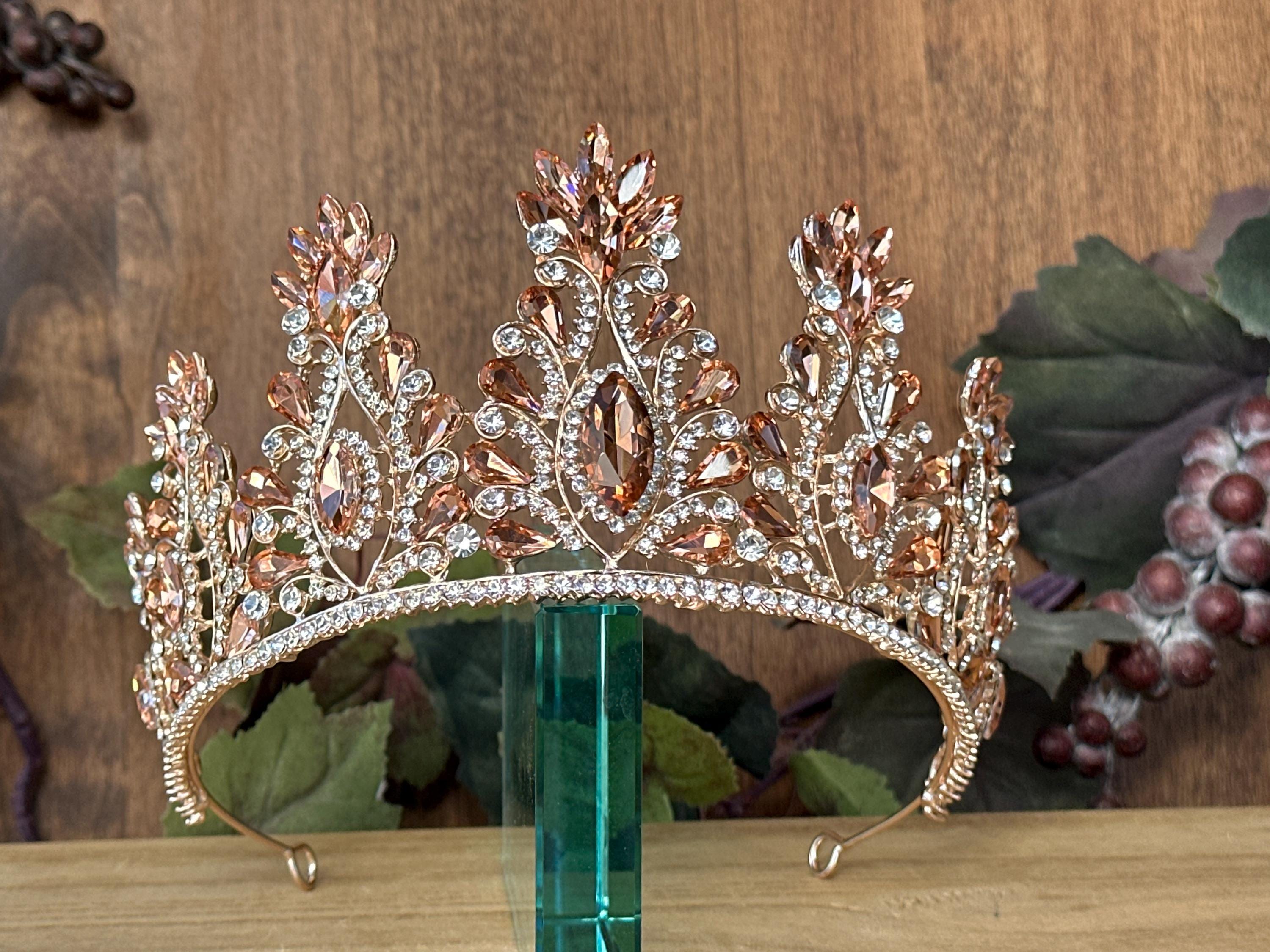 Rose Gold Tiara: Quinceanera, Wedding, Birthday, Coronas para Quinceañera, Prom, Lightweight