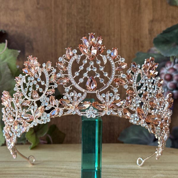 Rose Gold Tiara: Quince, Wedding, Birthday, Coronas para Quinceañera, Every Occasion, Prom, Quinceanera