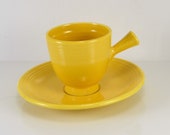 Fiesta Demitasse Stick Handle Cup Saucer Original Yellow COLOR 1936 to 1959 Rare Art Deco Style Homer Laughlin Pottery After Dinner Service