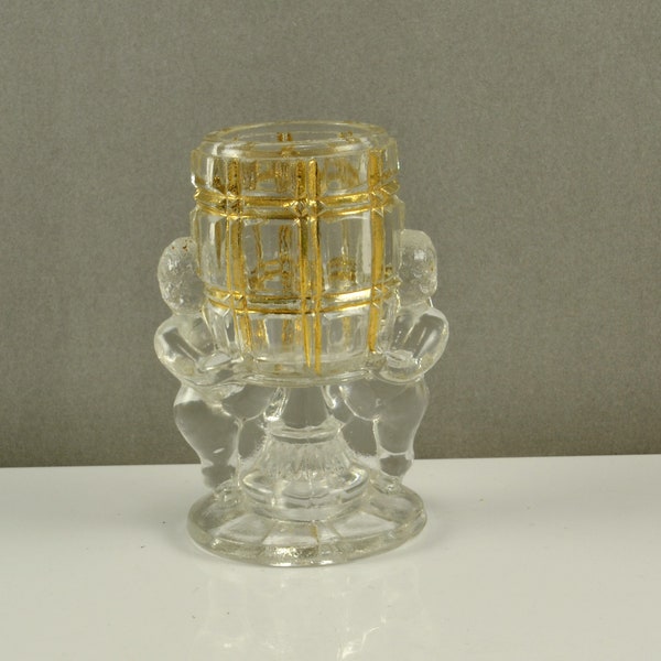 Toothpick Match Holder PEEK a BOO Belmont Glass Works McKee Jeanette Victorian Era 1800s  Gold Trim Original EAPG Glass Pattern Glass