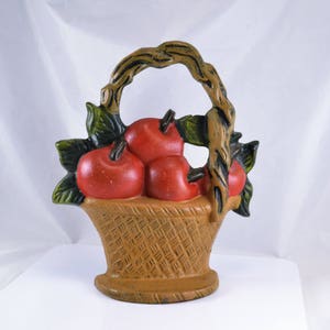 Cast Iron Door Stop Basket of Apples Vintage Home Decor Country Modern Farmhouse Autumn Orchard