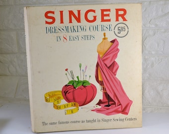 Sewing Book Singer Dressmaking Course in 8 Easy Steps Hardcover 3 Ring Binder 1961 Mid Century Crafting