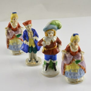 Vintage Occupied Japan Figurines - Lot of 4 Miniature Porcelain Colonial Victorian People Porcelain Figurines