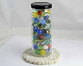 Jar of Glass Marbles - Cat Eyes - Clearies - Windowsill Decor - Vitro Akro Peltier