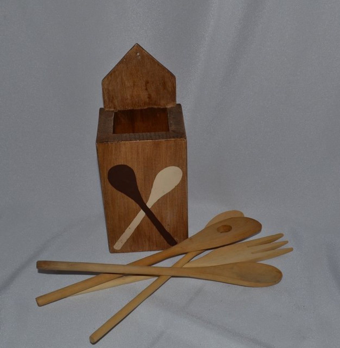 Wood Spoon Holder Country Kitchen Cabin Wall Rustic Etsy