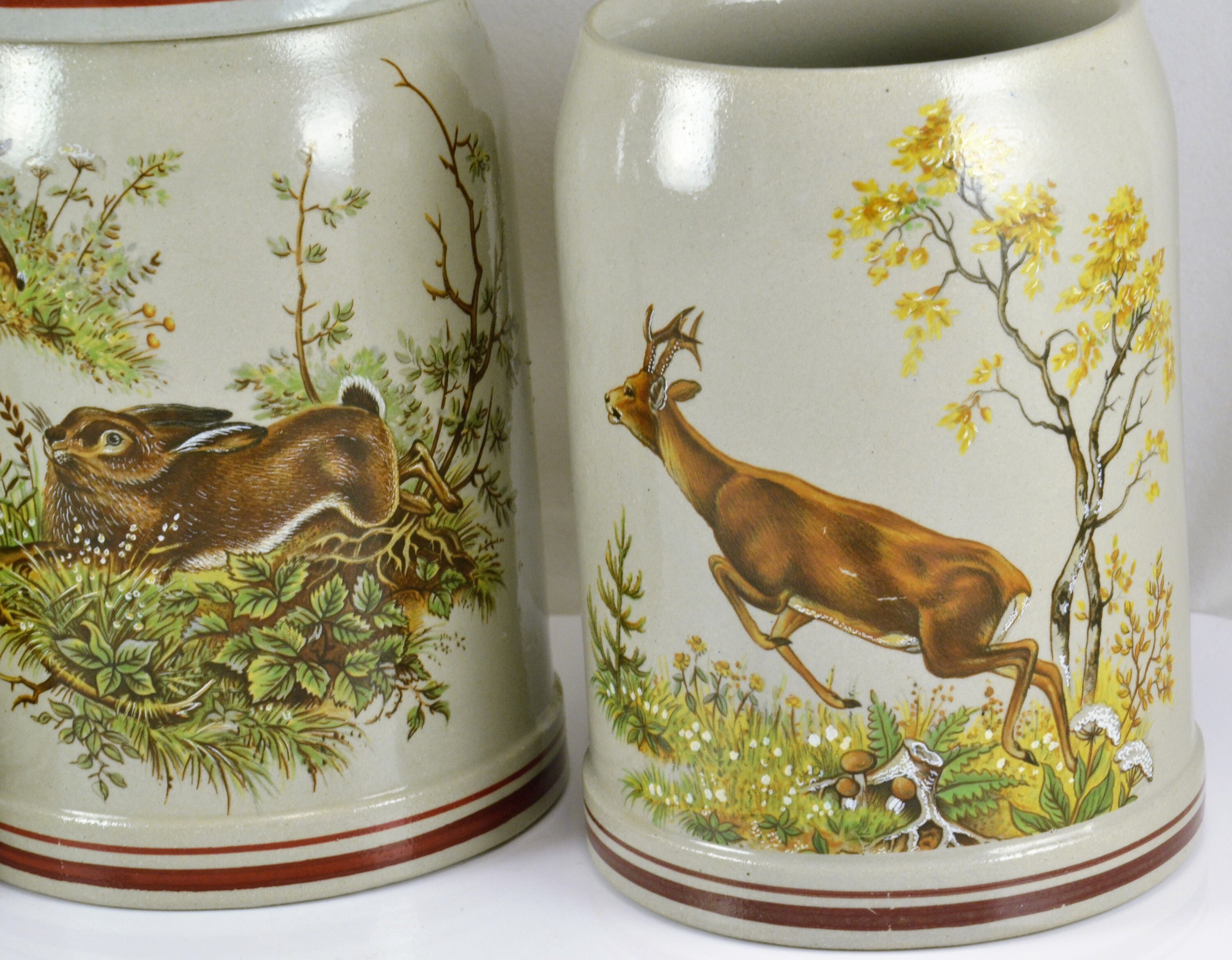 German Stoneware Beer Mugs Tankards or Steins -set of 4