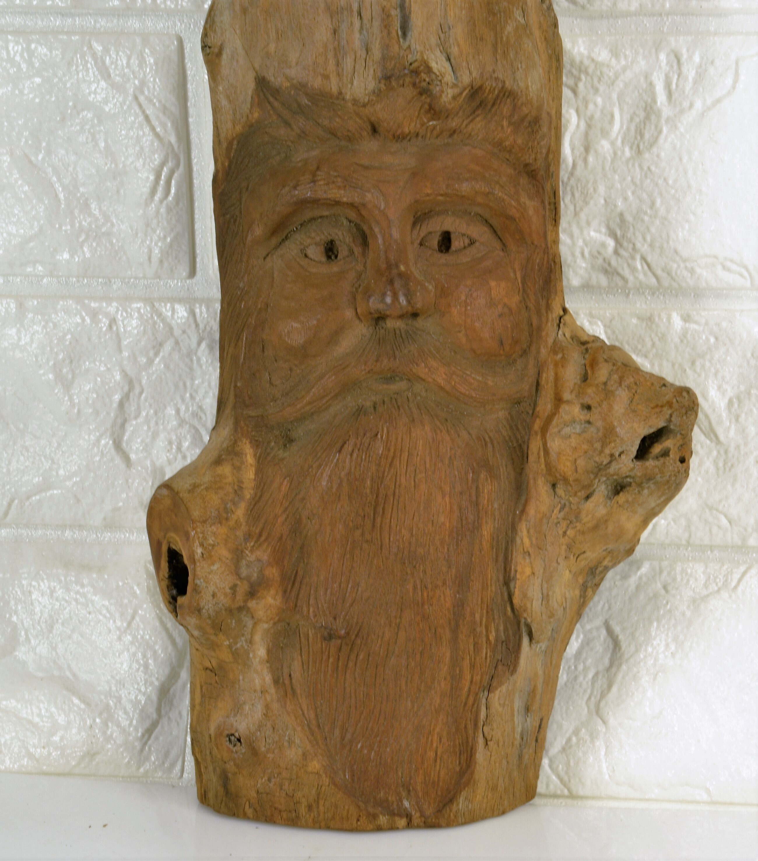Tree Spirit Wood Carving Folk Art Wall Hanging or Table Sitter Man With ...