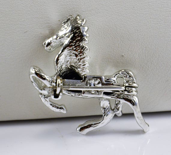 Horse Brooch Pin - Wild Mustang Silver Tone - Vin… - image 5
