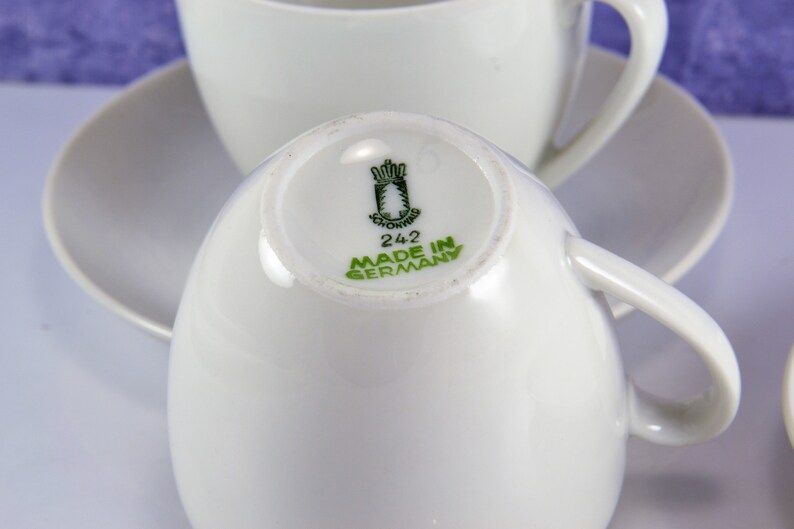 Demitasse Tea Cups White China Schonwald Made in Germany Set Etsy