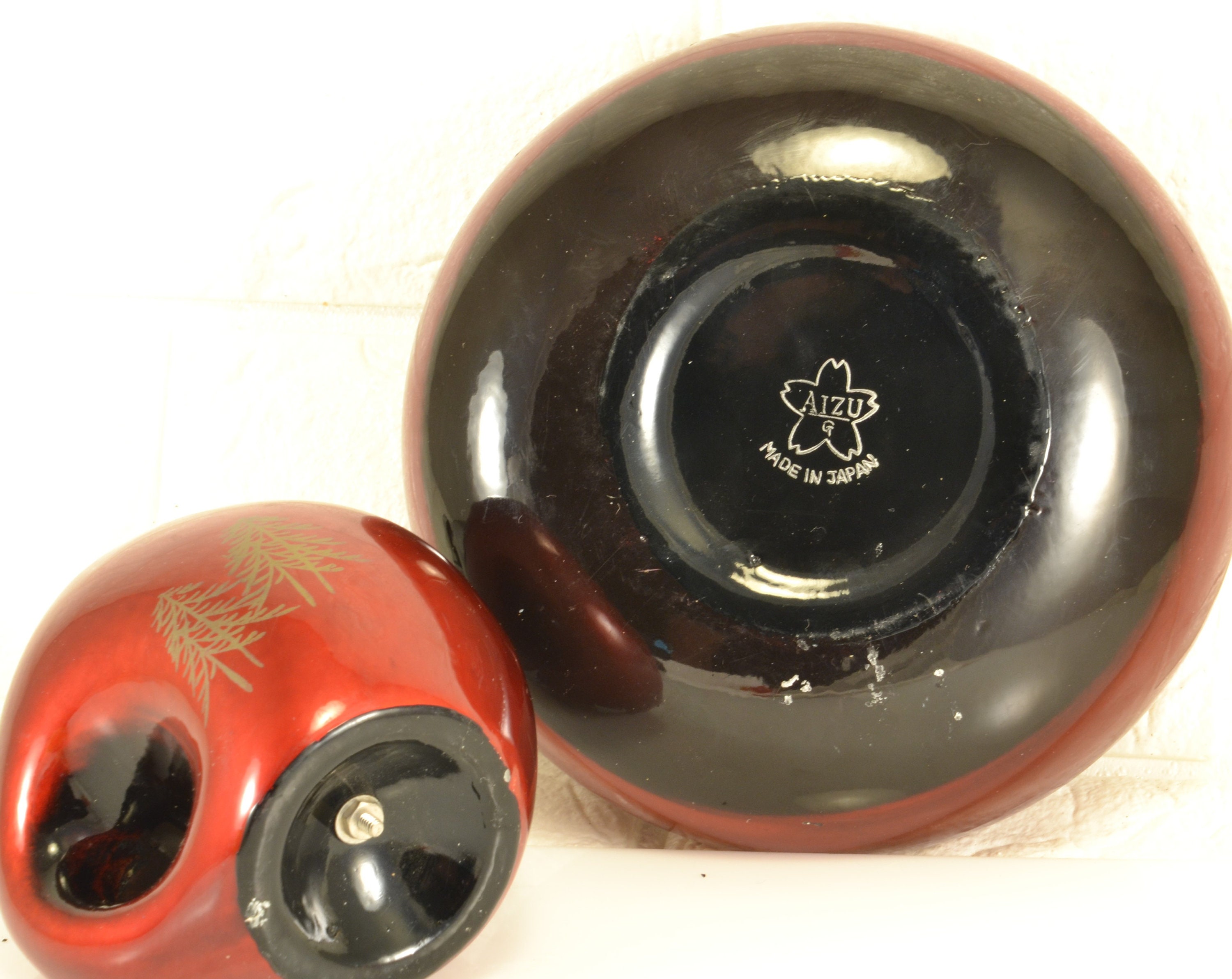 Table Lighter Ashtray Matching AIZU Made in Japan Red Lacquer Etsy