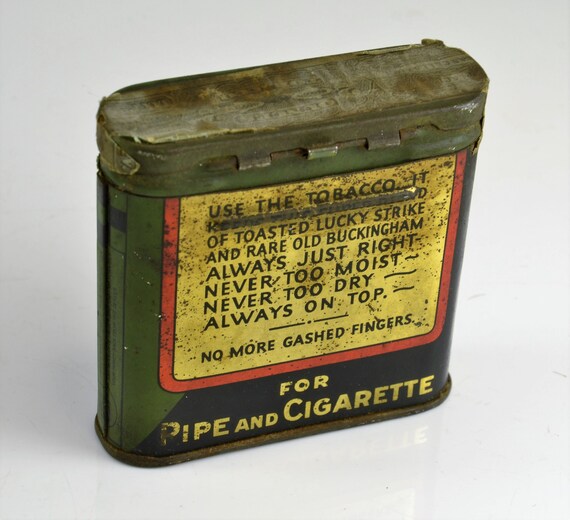 Tobacco Tin 1930s Buckingham Cut Plug Vintage Half Container Old Store  Display Farmhouse Lodge Cabin