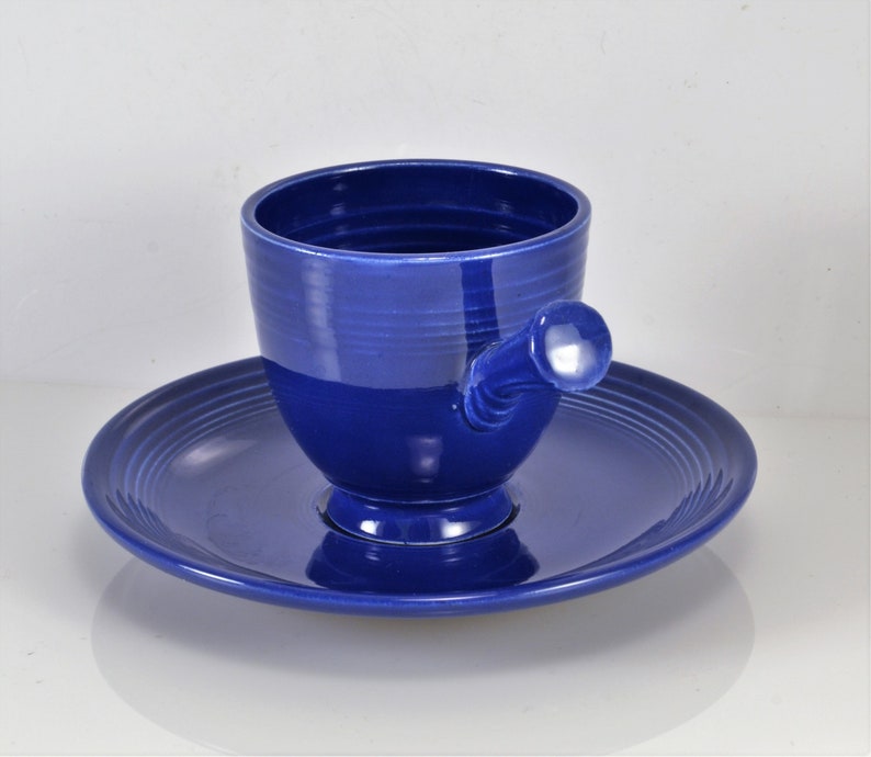 Fiesta Demitasse Stick Handle Cup Saucer Original Cobalt Blue Etsy
