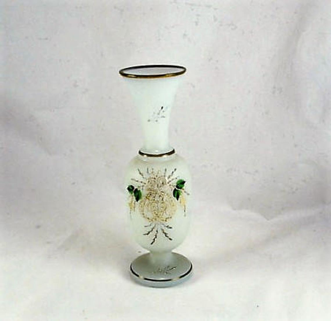Bristol Flower Vase White Satin Glass Flower Vase W/ Flowers Etsy
