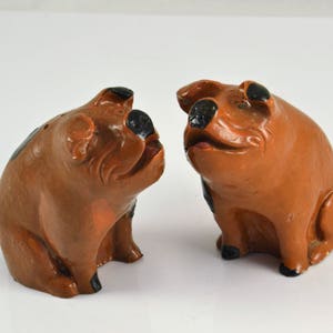 Pig Salt Pepper Shakers - Rustic Red Clay Redware -Vintage Farmhouse - Brick Red w/ Black Spots