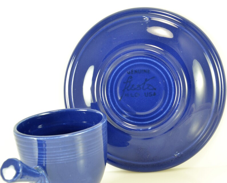Fiesta Demitasse Stick Handle Cup Saucer Original Cobalt Blue Etsy