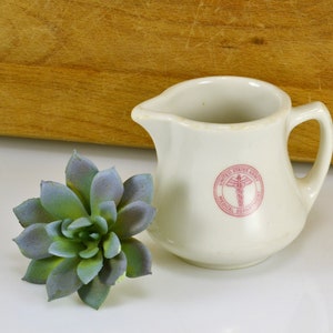 Personal Ironstone Creamer US Army Medical Department Logo Restaurant Ware Succulent Planter Country Modern Farmhouse Chic