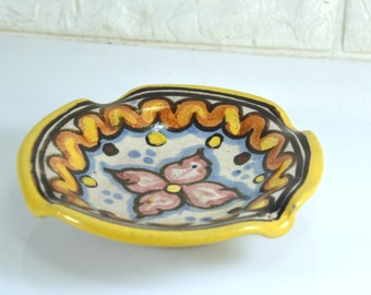 Talavera Ashtray Trinket Change Dish Puebla Mexico Vintage Colorful Pottery