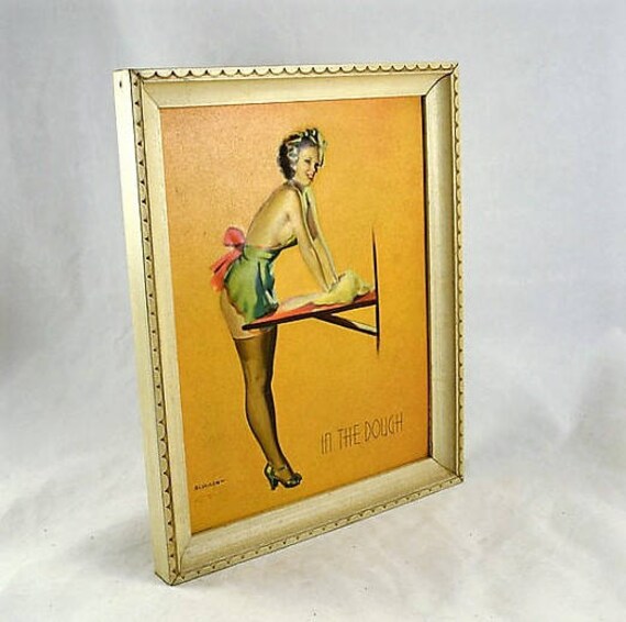 Cheesecake Gil Elvgren Louis F 1939 Short on Sails Bas Relief Pin Up Printed Signature Dow Framed Raised Lithograph
