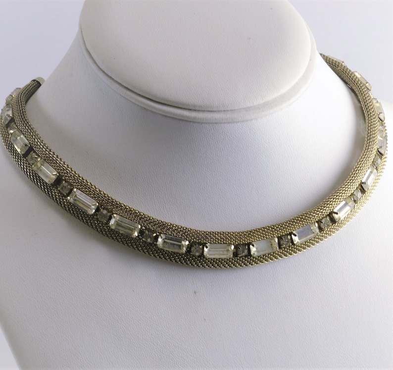 Choker Necklace Rhinestones in Mesh Baguette and Round Etsy
