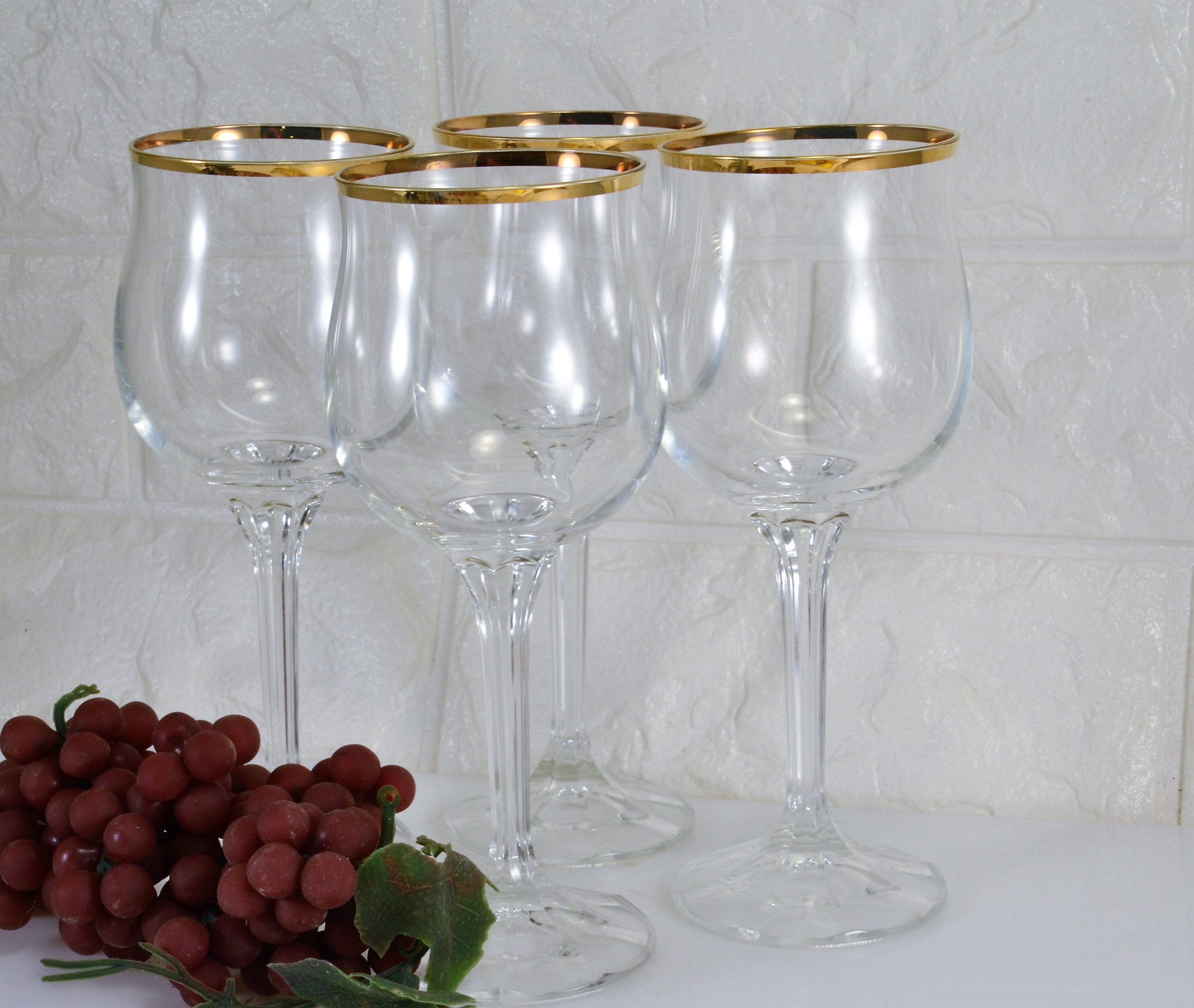 Glassware Glasses Golden Glasses  Crystal Wine Glass Golden Edge