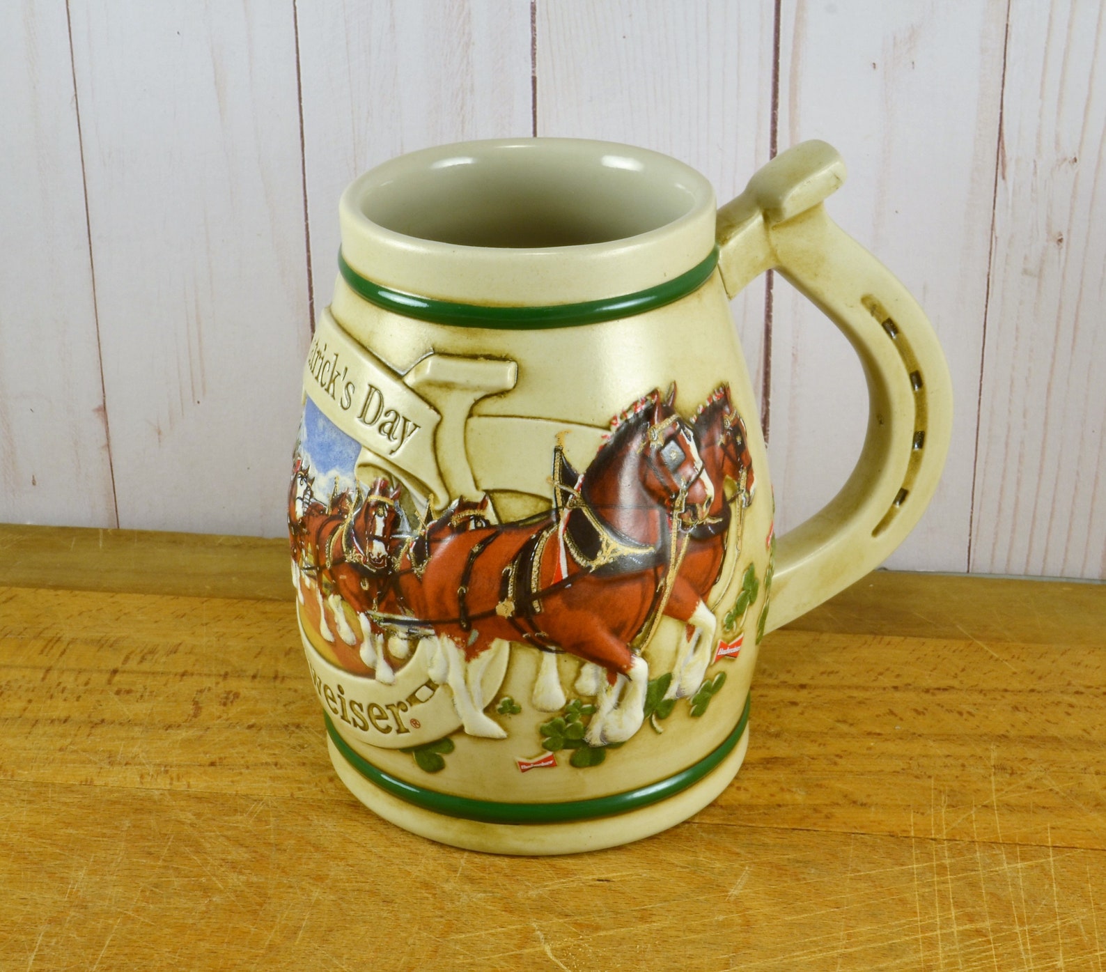 Budweiser Beer Stein Mug Horseshoe Handle St. Patricks Day Etsy