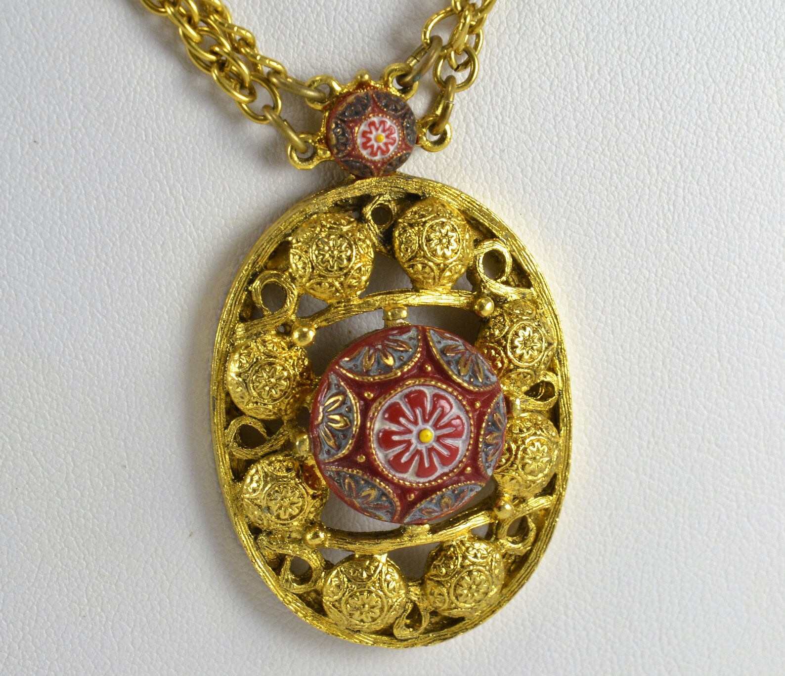 Celebrity NY Pendant Necklace Gold Tone Red Burgundy Painted Etsy