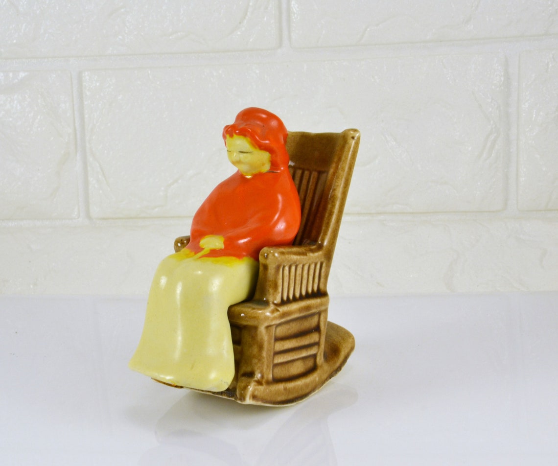 Salt Pepper Shakers Grandma in a Rocking Chair Vintage Japan Etsy