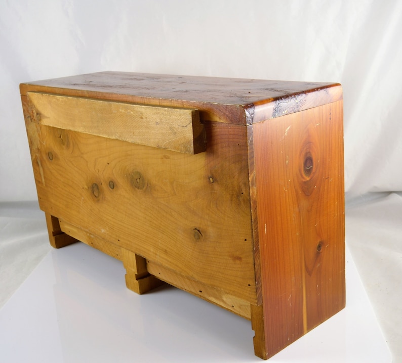 Jewelry Box Cedar Wood 6 Drawer Dresser Top Valet Cabin Country Farmhouse Decor Desk Storage Stash Box