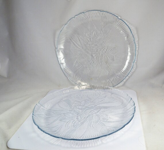 2 France Arcoroc Canterbury Dinner Plates Clear Glass Crocus Etsy Australia