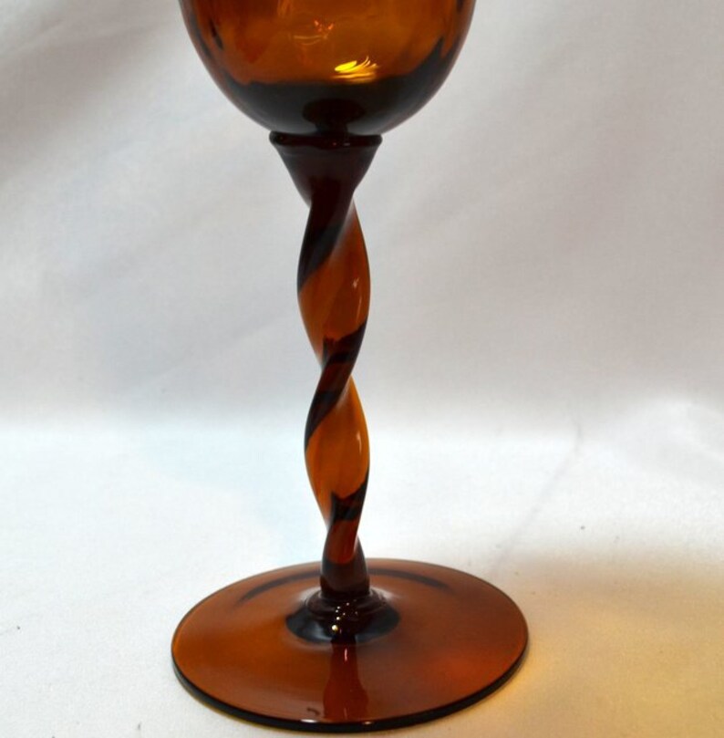 Amber Candle Holder Art Glass Optic Twisted Stem Mid Etsy