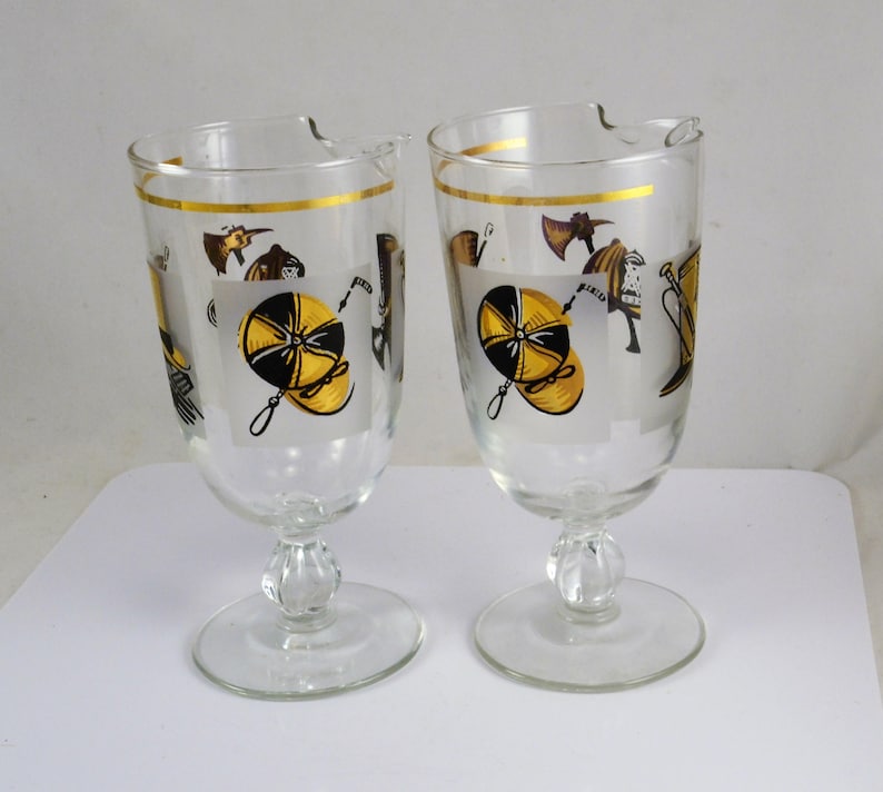 Cocktail Martini Pitchers Set of 2 Libbey Top Hat Footed Etsy