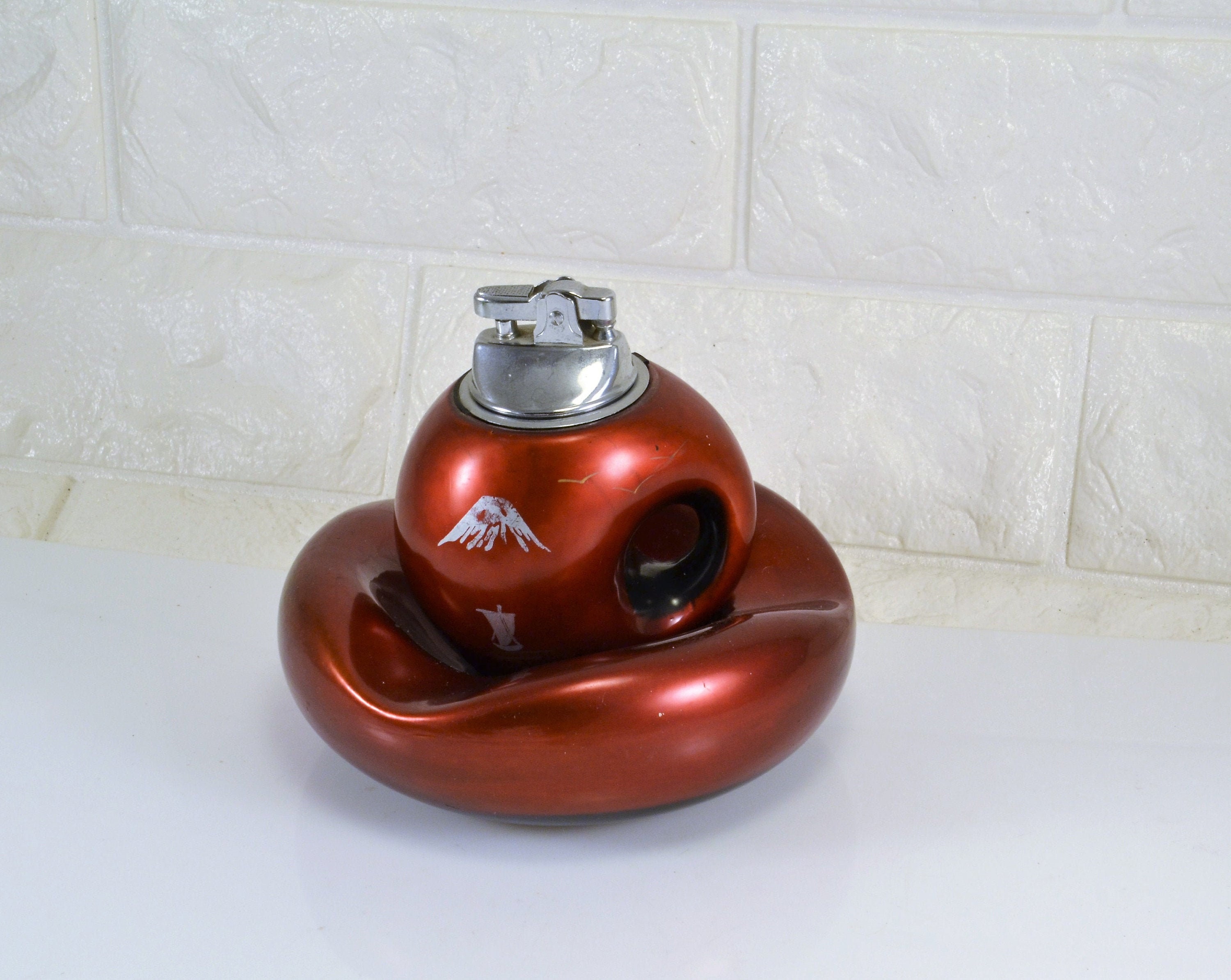 Table Lighter Ashtray Matching AIZU Made in Japan Red Lacquer Etsy
