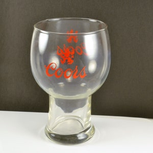 COORS Beer Glass Wide Large Mouth Red Letter Holds 30 Ounces Vintage Bar Tavern Glassware