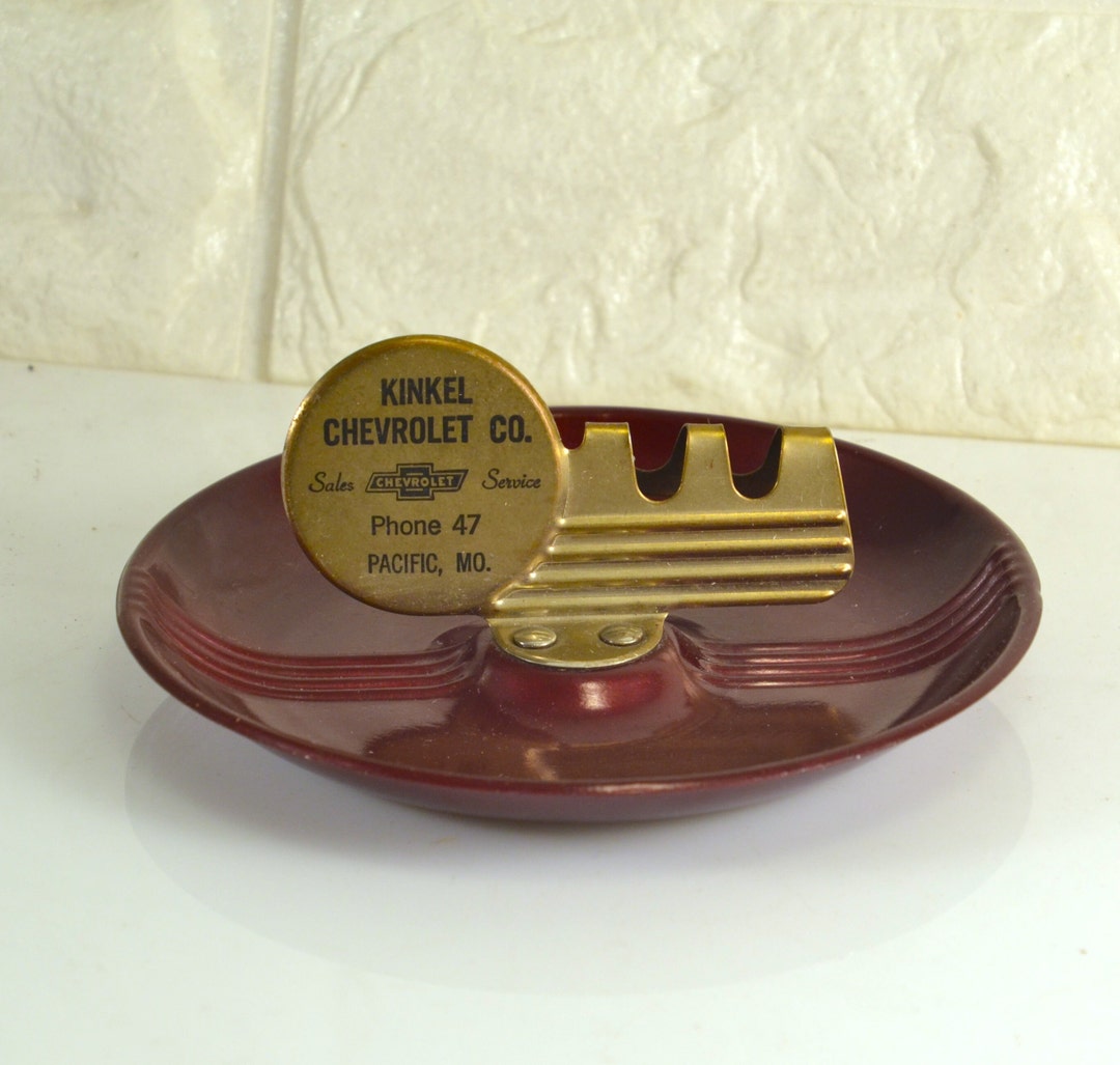 Chevrolet Advertising Ashtray Art Deco Form Metal Kinkel Sales