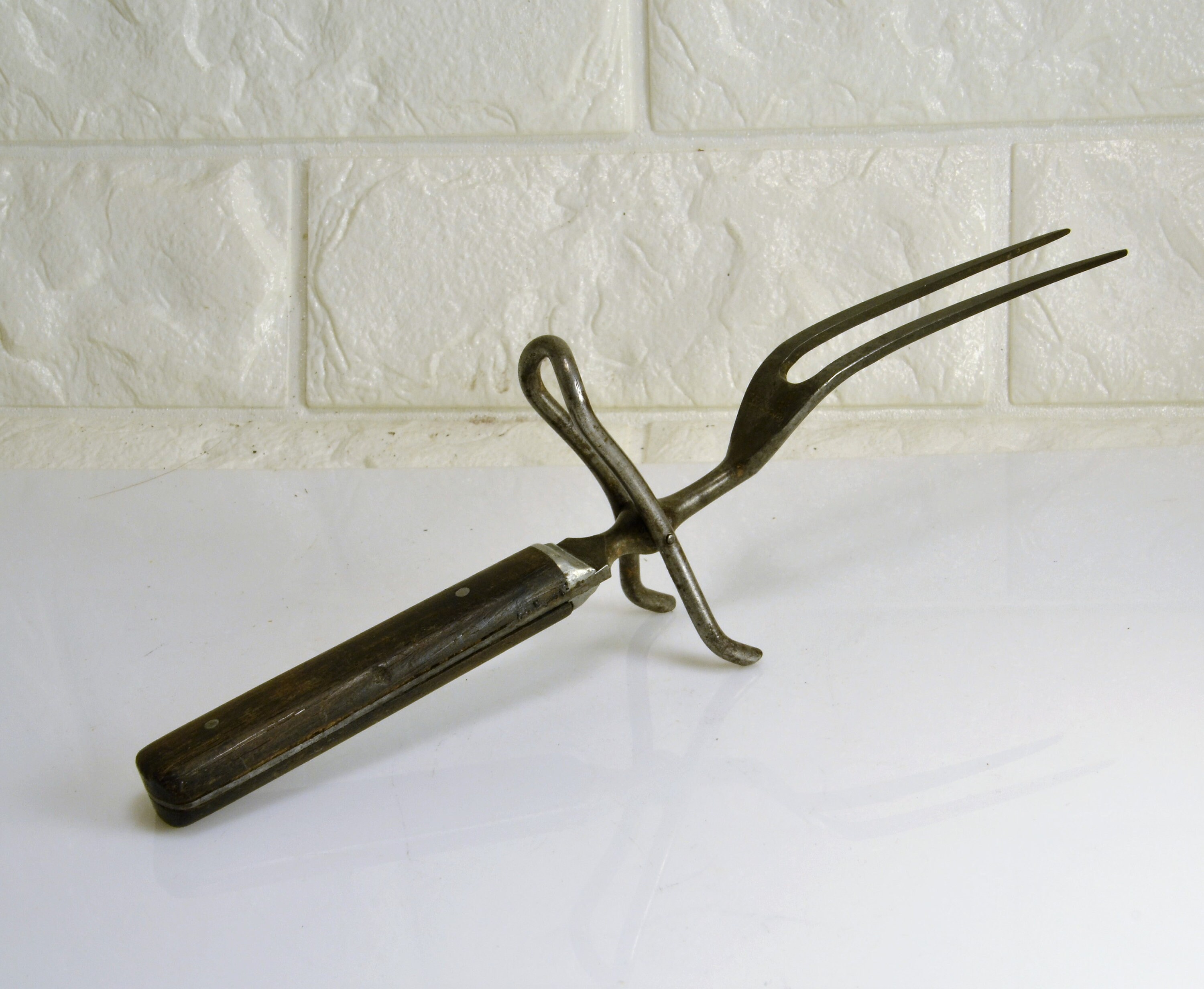 Carving Fork w/ Kickstand Wood Handle Full Tang Pat. May 11 Etsy