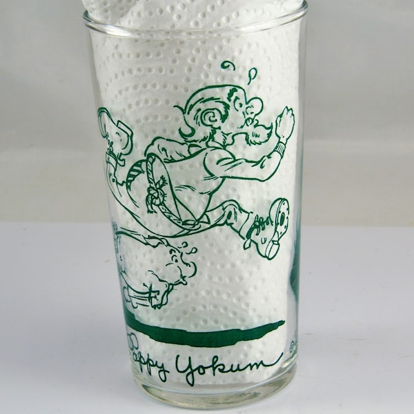 Lil Abner Drinking Glass - Al Capp - Green  Pappy Yokum - 1949 Federal Glass - Juice Glass or Small Water